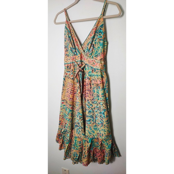 India Boutique Dresses & Skirts - Babydoll watercolor v-neck adjustable lightweight V-Neck Tie Front Sundress S